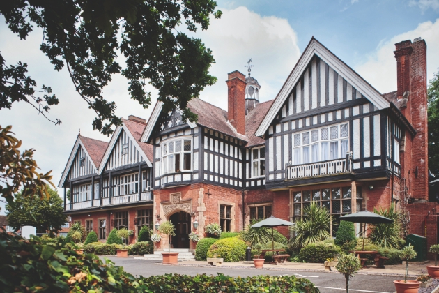 Laura Ashley Hotel The Iliffe, Coventry front of the black and white Tudor-style mansion