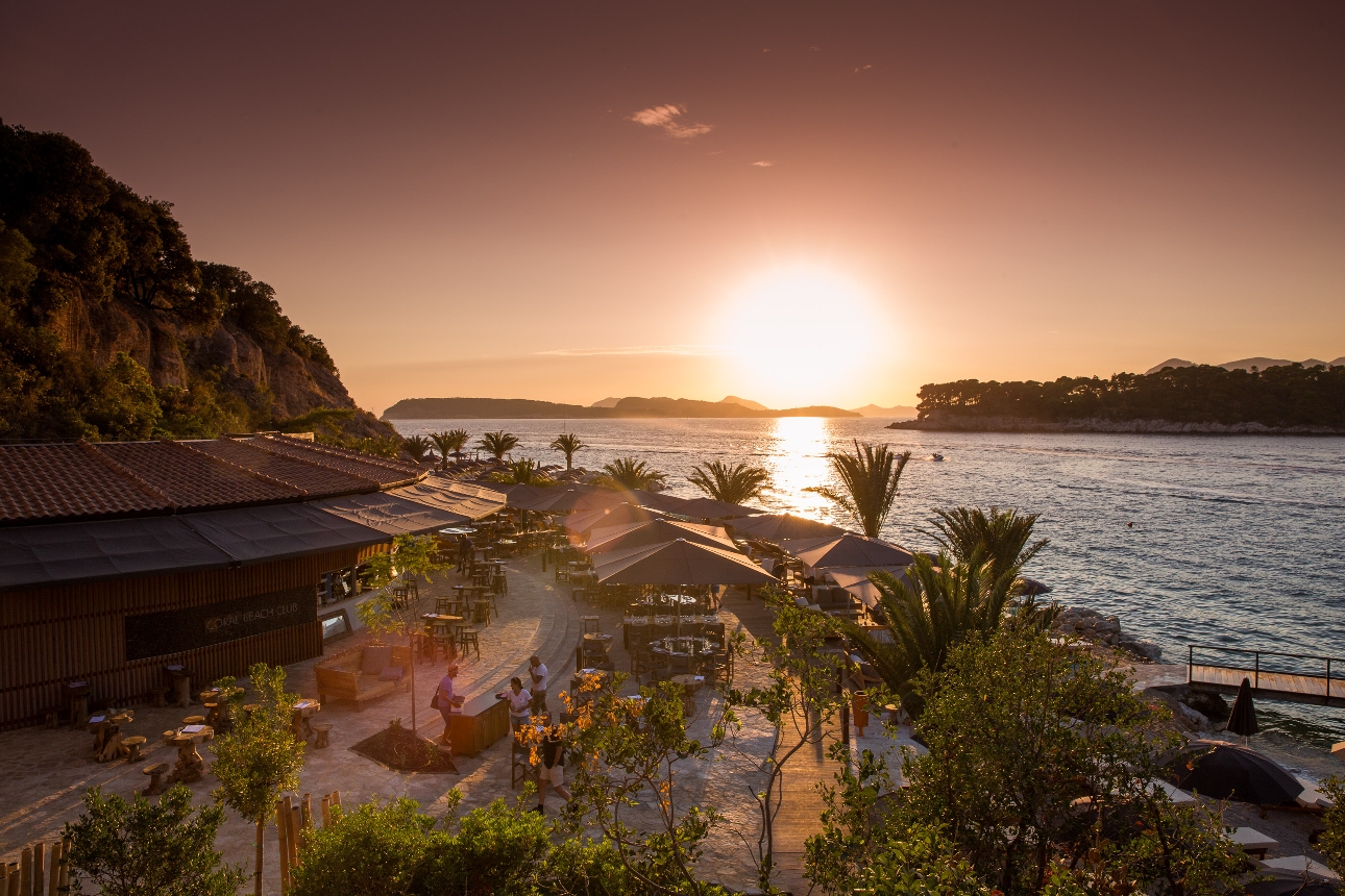 Coral beach club at sunset