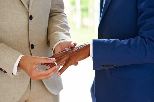 Couple exchanging wedding rings