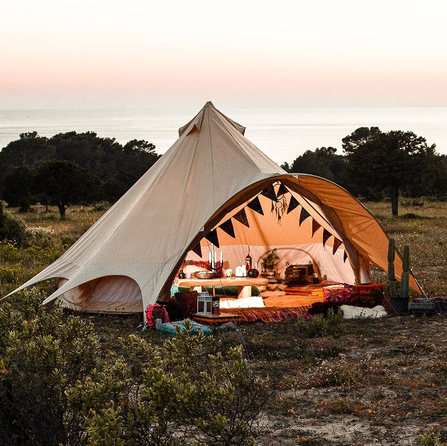 Exterior of glamping tipi