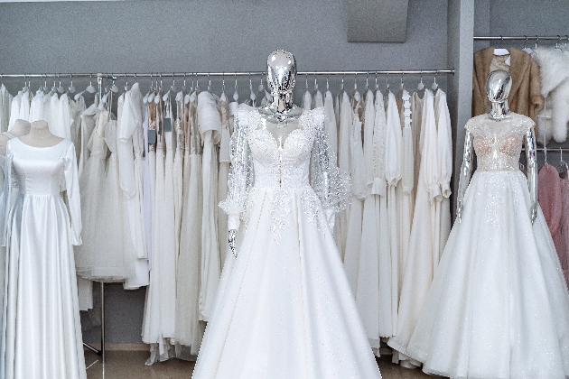 Wedding dresses on mannequins