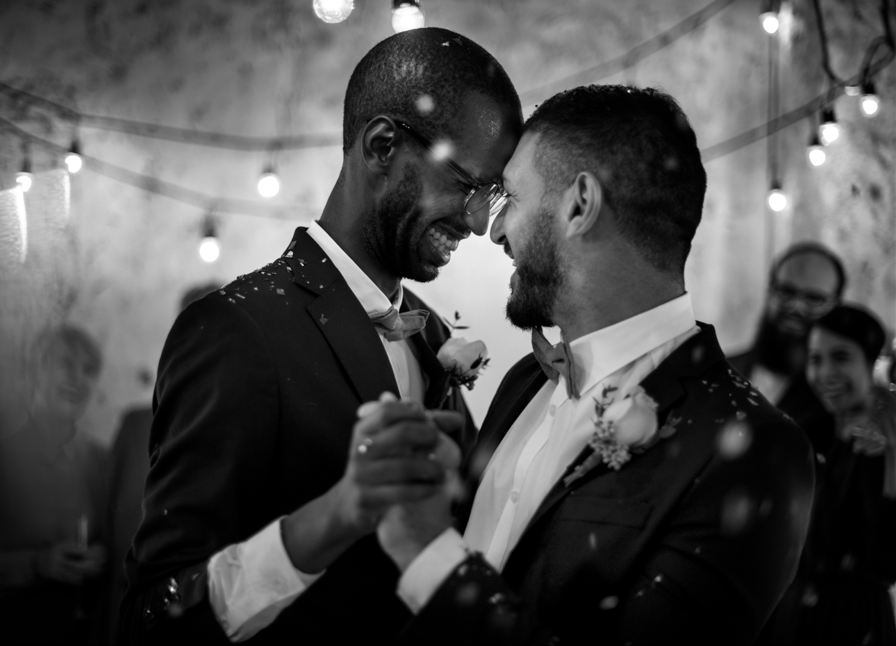 groom and groom having first dance