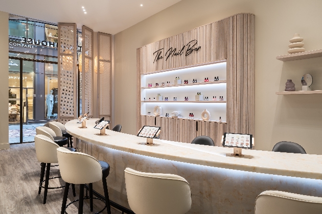 A nail bar decorated in a cream colour