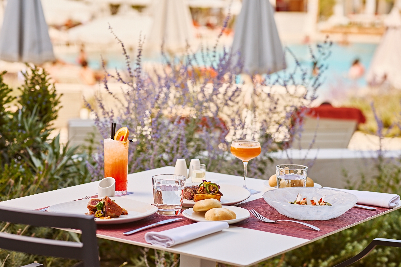 table of food at restaurant