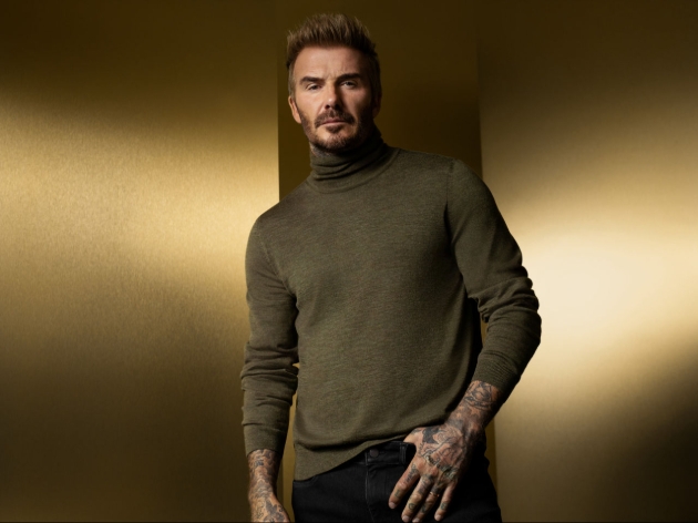 David Beckham wearing a roll-neck jumper